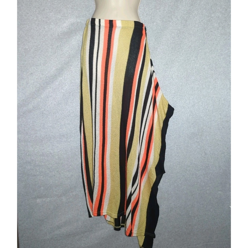 Roni Rabl Knit Assymetric Maxi‎ Skirt Striped Elastic Waist S Festival Y2K 90s